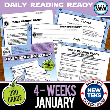 Preview of 3rd Grade Daily Reading Spiral Review for January New ELA TEKS