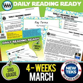 Preview of 3rd Grade Daily Reading Spiral Review for March New ELA TEKS