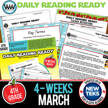 Preview of 4th Grade Daily Reading Spiral Review for March New ELAR TEKS