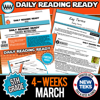 Preview of 5th Grade Daily Reading Spiral Review for March New ELAR TEKS