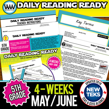 Preview of 5th Grade Daily Reading Spiral Review for May New ELAR TEKS