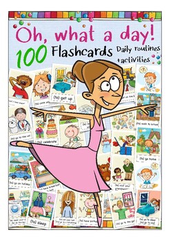 Preview of DAILY ROUTINES /  100 flash cards ESL, English vocabulary activities