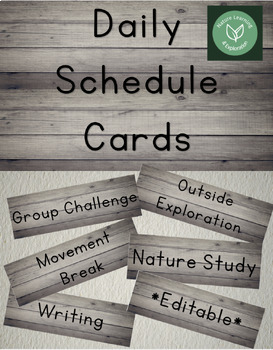 Preview of DAILY SCHEDULE_WOOD | Classroom Decor | Natural | Class Management | Reggio