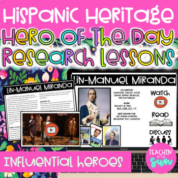 Preview of DAILY SLIDES: Hispanic History Month Hero the Day Morning Meeting Mini Lessons