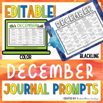 Preview of DAILY WRITING PROMPTS - December Editable Calendar Journal Prompts - FALL PROMPT