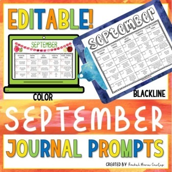 Preview of DAILY WRITING PROMPTS - SEPTEMBER Editable Calendar Journal Prompts