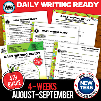 Preview of 4th Grade Daily Language Review for August/September New ELA TEKS