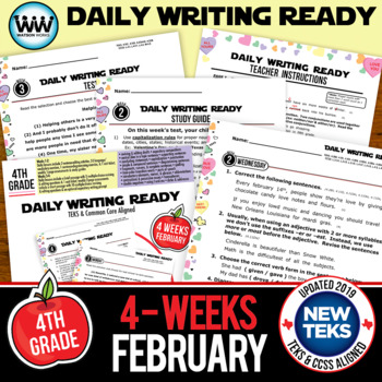 Preview of 4th Grade Daily Language Review for February New ELA TEKS