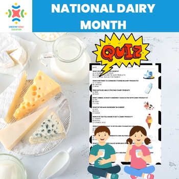 Preview of DAIRY MONTH QUIZ Vocabulary & Awareness Activity