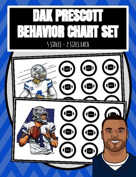 Preview of DAK PRESCOTT SET of 5 Behavior Charts DALLAS COWBOYS NFL Football