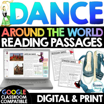 Preview of DANCE Around the World Reading Passages | Reading Comprehension Google Classroom