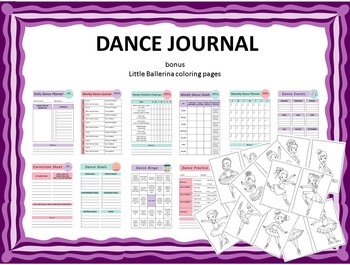 Preview of DANCE JOURNAL - bonus Little Ballerina coloring pages
