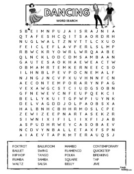 Preview of DANCING Word Search Puzzle - Intermediate Difficulty (Dance Terminology)