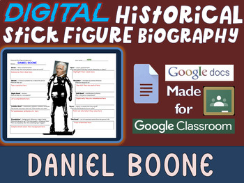 Preview of DANIEL BOONE Digital Historical Stick Figure (mini bios) Editable Google Docs