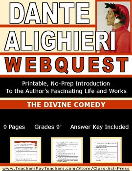 DANTE ALIGHIERI Webquest Worksheets Printables