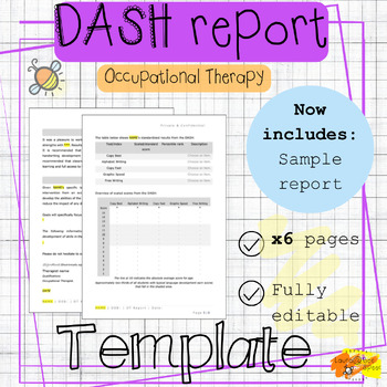 Preview of DASH Speed of Handwriting | OT assessment report template | Occupational therapy