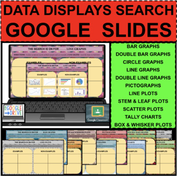 Preview of DATA DISPLAYS Types of Graphs INTERNET SEARCH GOOGLE SLIDES Distance Learning
