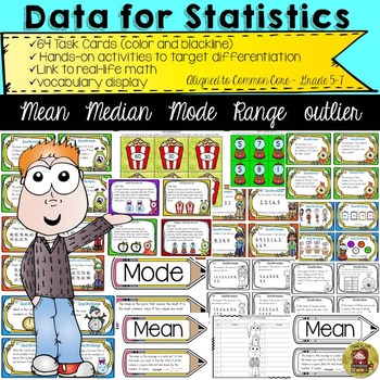Preview of MEAN, MEDIAN, MODE, RANGE, OUTLIER: DATA FOR STATISTICS