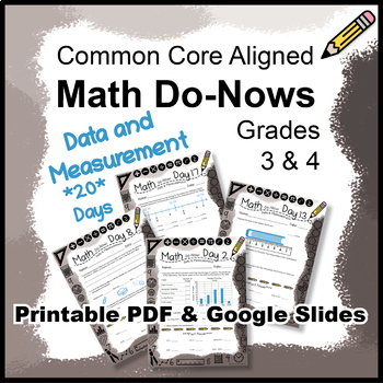 Preview of DATA & MEASUREMENT Math Do Nows Daily Warm Up Grades 3&4 Review Google Classroom