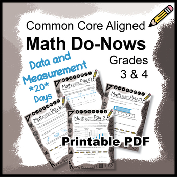 Preview of DATA & MEASUREMENT Math Do Nows Daily Warm Up Grades 3&4 Review Printable PDF