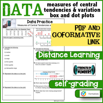Preview of DATA: Measures of Central Tendencies  Dot/Box Plot Distance Learning GOFORMATIVE