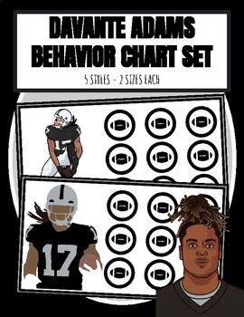 Preview of DAVANTE ADAMS SET of 5 Behavior Charts LAS VEGAS RAIDERS Football NFL