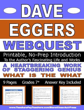 Preview of DAVE EGGERS Webquest | Worksheets | Printables