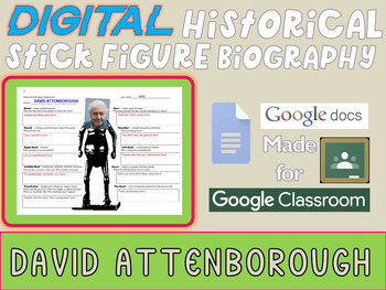 Preview of DAVID ATTENBOROUGH Digital Historical Stick Figure Biography (MINI BIOS)