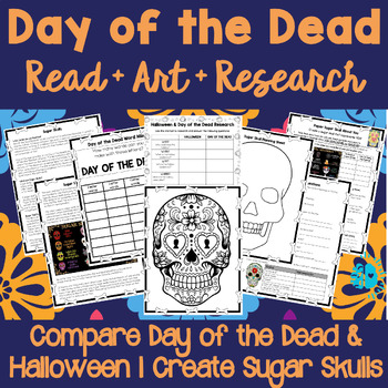 Preview of DAY OF THE DEAD ELA Art Integration | Sugar Skull Dia de los Muertos Halloween