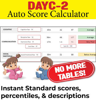 Preview of DAYC-2 Automatic Score Calculator (Developmental Assessment) Instant results!