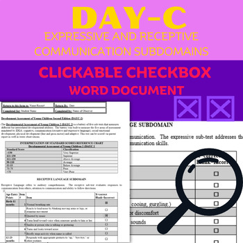 Preview of DAYC-2 Communication DIGITAL CLICKABLE CHECKBOX Assessment Form