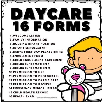 Preview of DAYCARE CHILD CARE FORMS BINDER BW Design