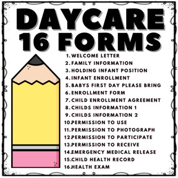 Preview of DAYCARE CHILD CARE FORMS BINDER - PENCIL DESIGN