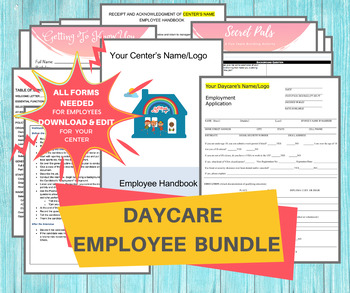 Preview of DAYCARE EMPLOYEE BUNDLE/ Staff Application, Handbook, and Employee Documents