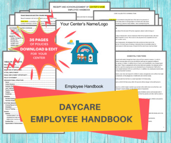 Preview of DAYCARE EMPLOYEE HANDBOOK/ Childcare Center Printable Daycare Forms, In Home