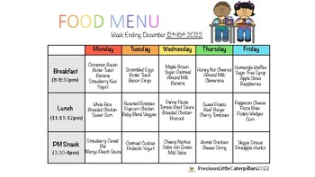 Halloween Morning Menu Template preschool 1st Grade 