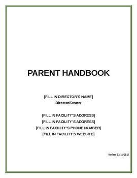 Preview of DAYCARE PARENT HANDBOOK [EDITABLE]