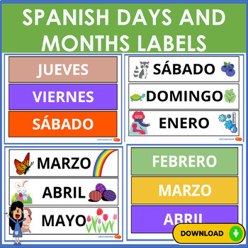 Spanish Days and Months Labels by LudicLanguage | TPT