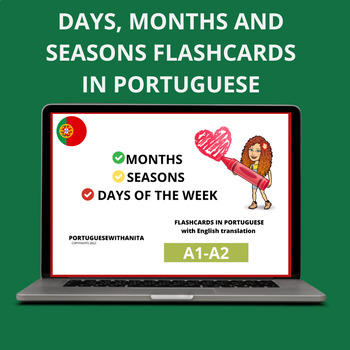 Preview of DAYS, MONTHS AND SEASONS FLASHCARDS IN PORTUGUESE