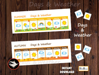 Preview of DAYS & WEATHER of the Week, Weather monitoring, Stickers, Four Seasons