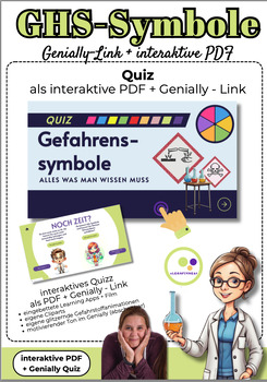 Preview of DAZ | DAF | German | Chemistry GHS symbols interactive quiz Genially +