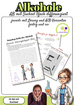 Preview of DAZ | DAF | German | Organic Chemistry | Alcohols Word Search Alkanols