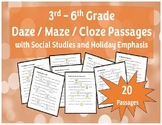DAZE / MAZE / CLOZE Passages with a Social Studies and Hol