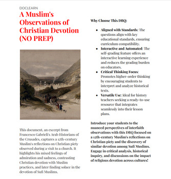 Preview of DBQ: A Muslim's Observations of Christian Devotion in the 12th Century NO PREP