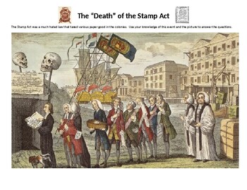 Preview of DBQ - American Revolution: The "Death" of the Stamp Act Political Cartoon