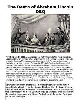 Preview of DBQ Assassination of Abraham Lincoln with Murder Report