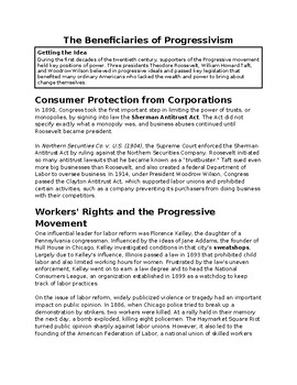 Preview of DBQ - Beneficiaries of Progressivism w/ KEY