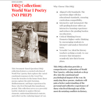 Preview of DBQ Collection: World War I Poetry - Exploring the Emotional Landscape of War