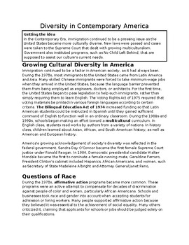 Preview of DBQ - Diversity in Contemporary America w/ KEY