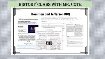 Preview of DBQ: Hamilton, Jefferson and Political Parties